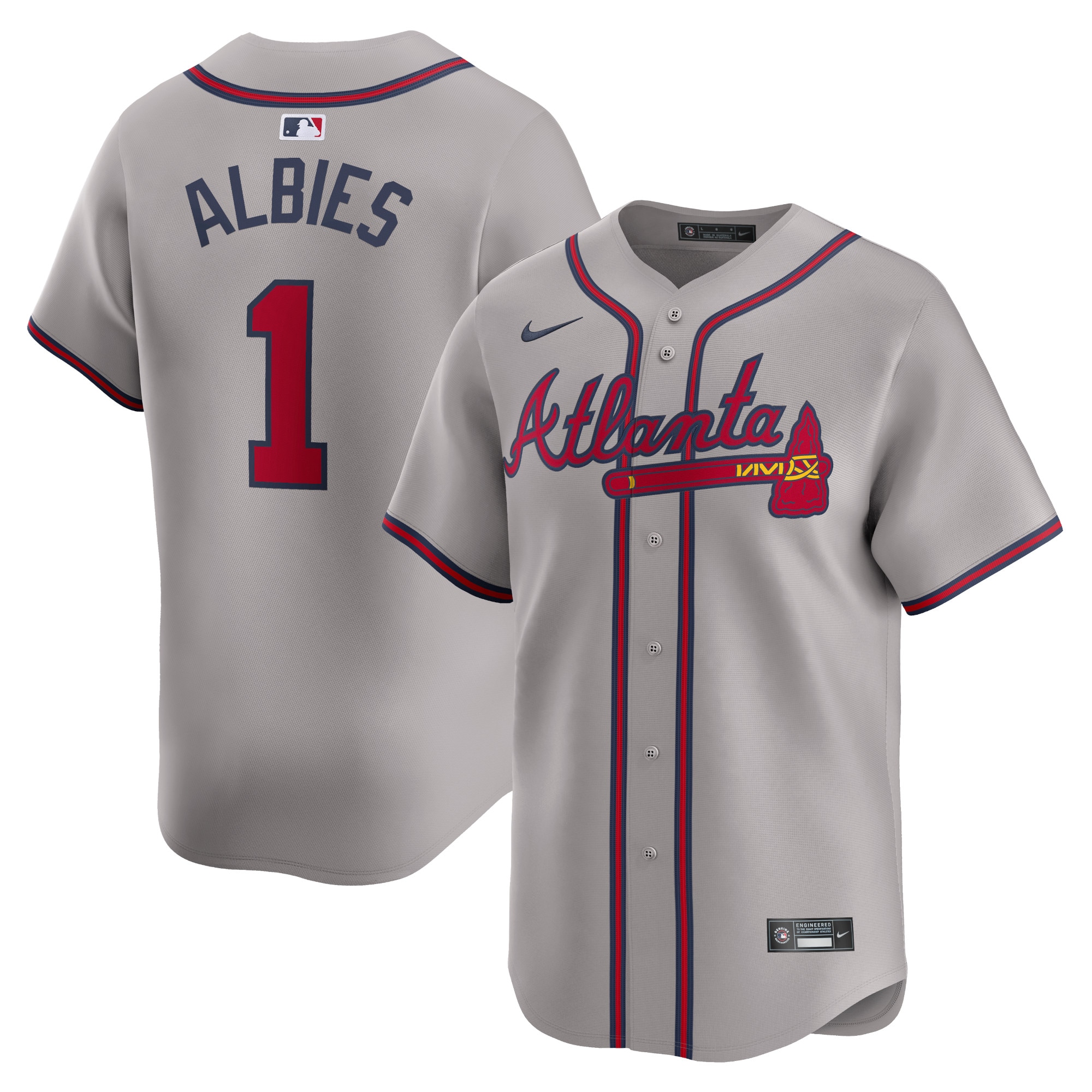 Ozzie Albies Atlanta Braves Away Limited Player Jersey – Gray