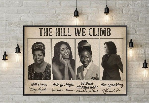 Black Queen The Hill We Climb Still I Rise We Go High There’S Always Light I’M Speaking Home Living Room Wall Decor Horizontal Poster Canvas