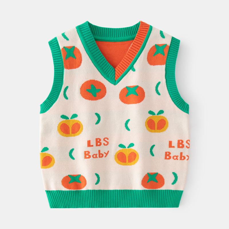 2-8T Toddler Kid Baby Girls Sweater Vest Infant Autumn Winter Clothes V Neck Knit Pullover Top Print Childrens Sweater Tank alx