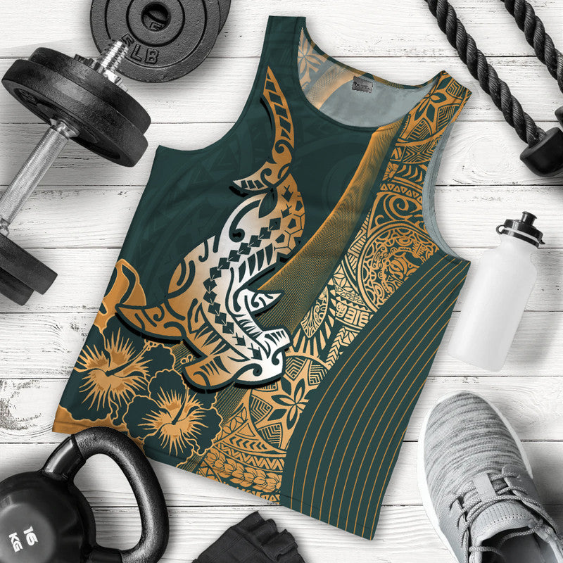 Hawaii Shark Polynesian Men Tank Top Vibe Green Style Ha8633