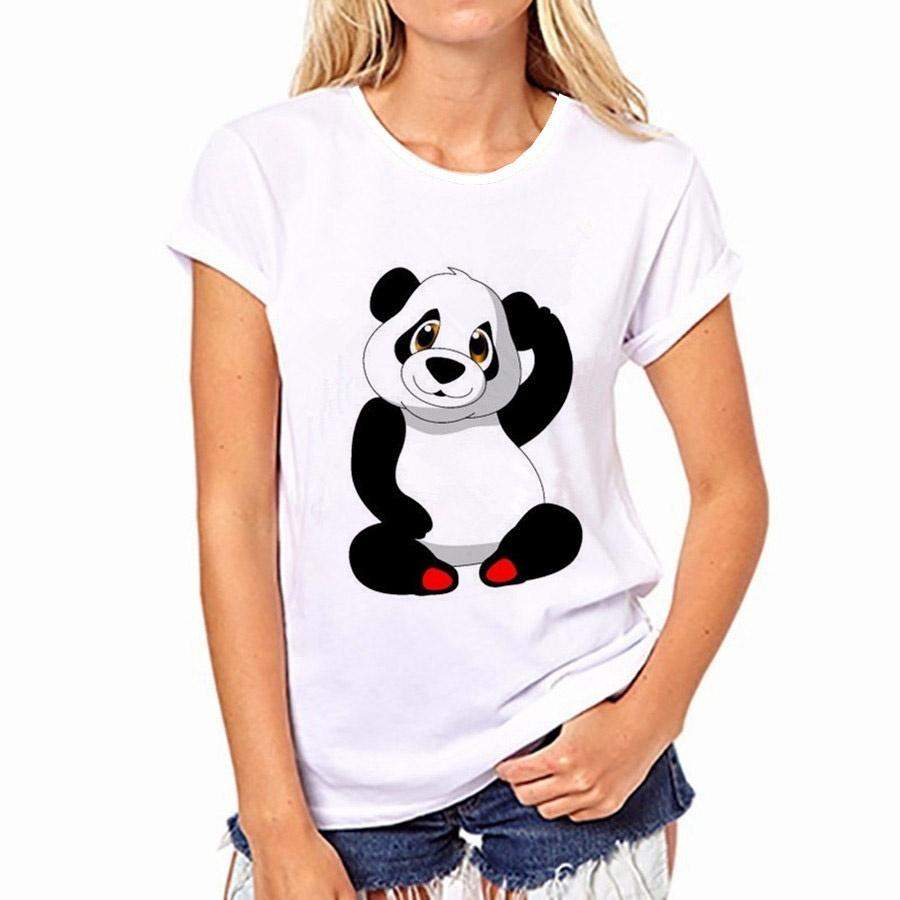 2018 New Fashion Panda Series T-Shirt Women Round Neck T Shirt Cool Tops Short Sleeve Hipster Tees