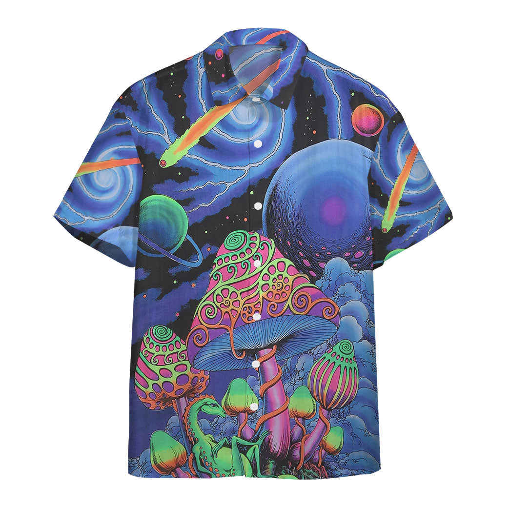 Gearhumans 3D Trippy Cosmic Shrooms Hippie Vibe Custom Hawaii Shirt