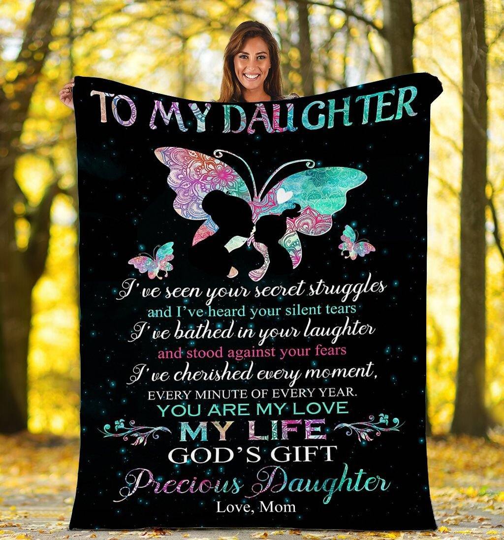 To My Daughter Butterfly  – Cute Gifts For Family Unique Gifts Ideas For Home Decor  – Fleece Blanket Sherpa Blanket