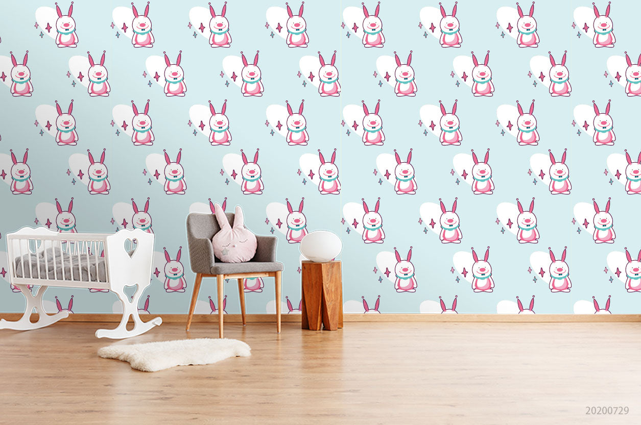 3D Cartoon Mini Bunny Wall Mural Wallpaper Lxl 635