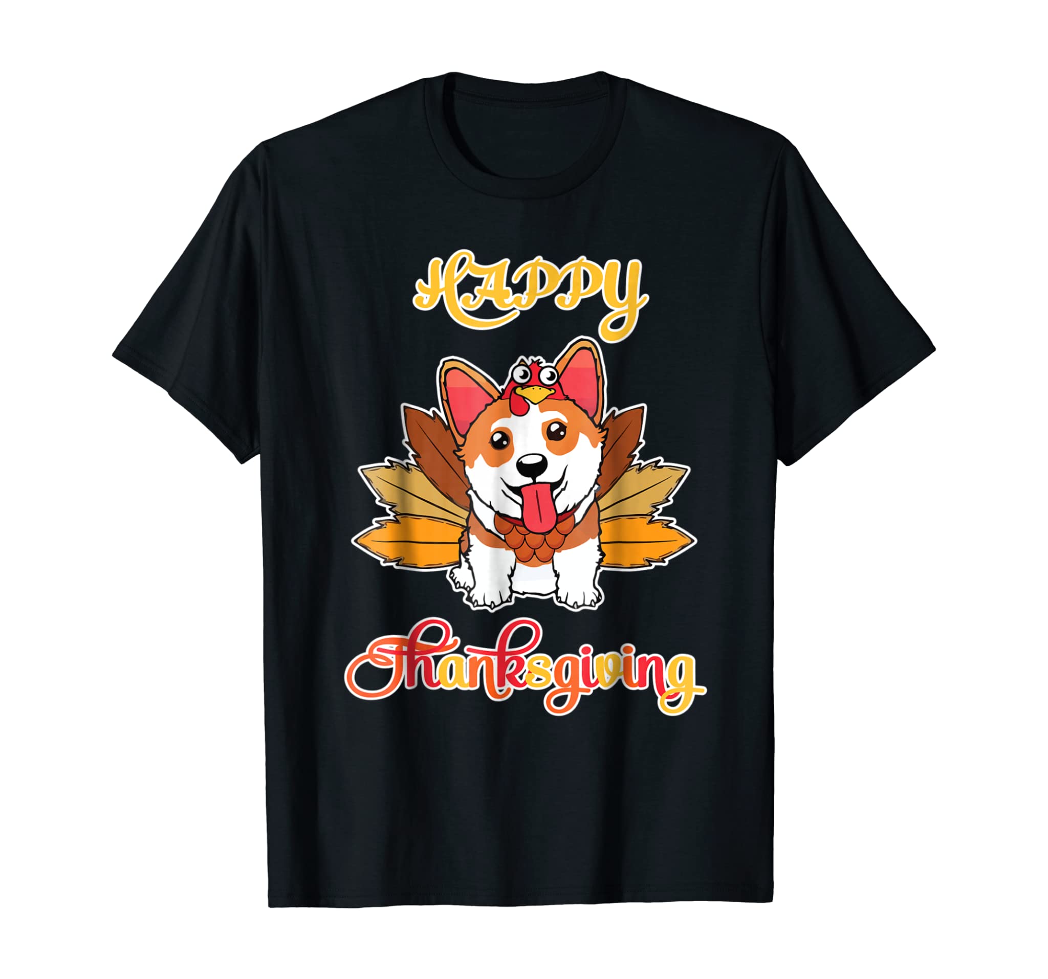 Turkey Pilgrim Ride Corgi Dog Happy Thanksgiving Tshirt