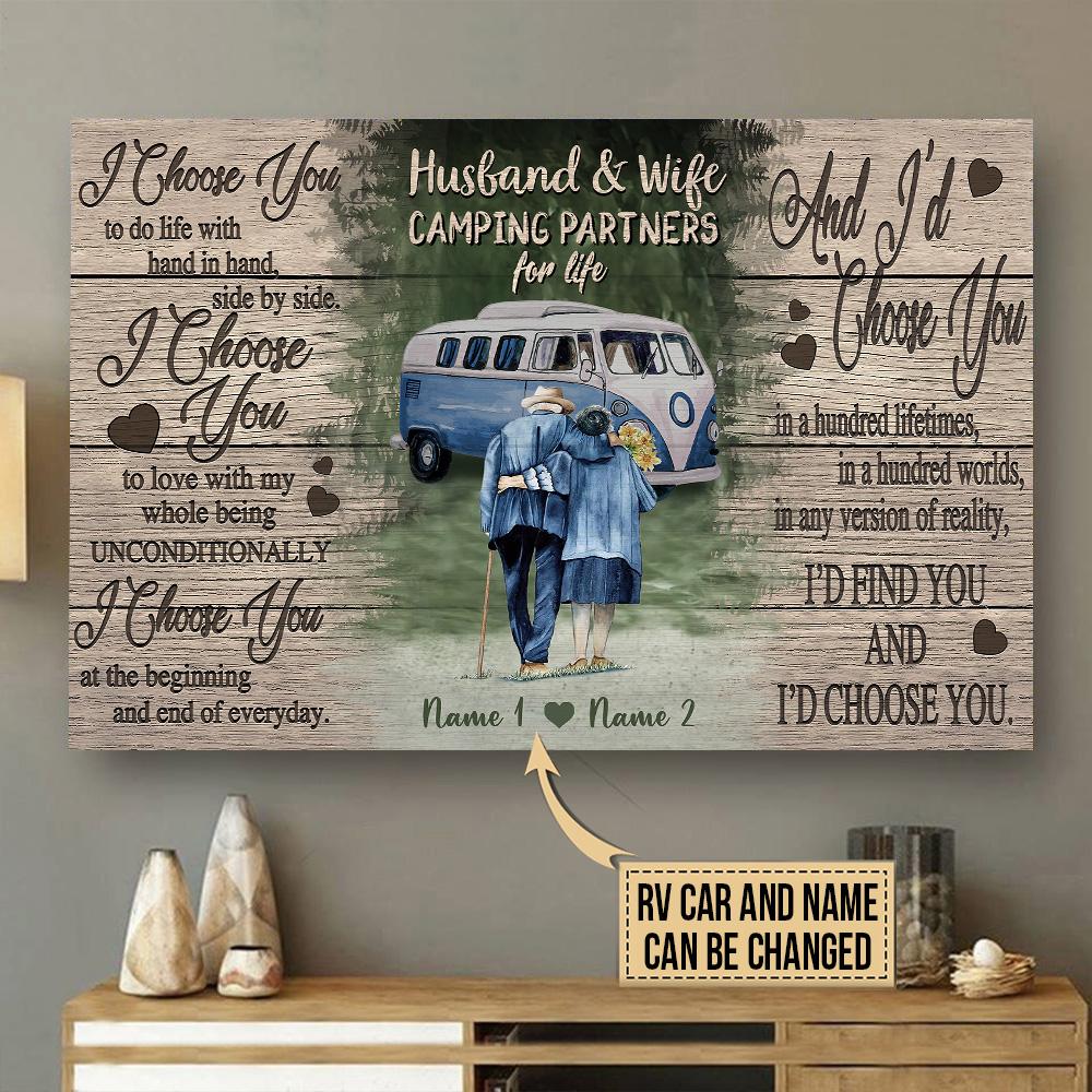 Camping Custom Poster I Choose You To Do Life With Hand In Hand Side By Side Camping Couple Personalized Gift