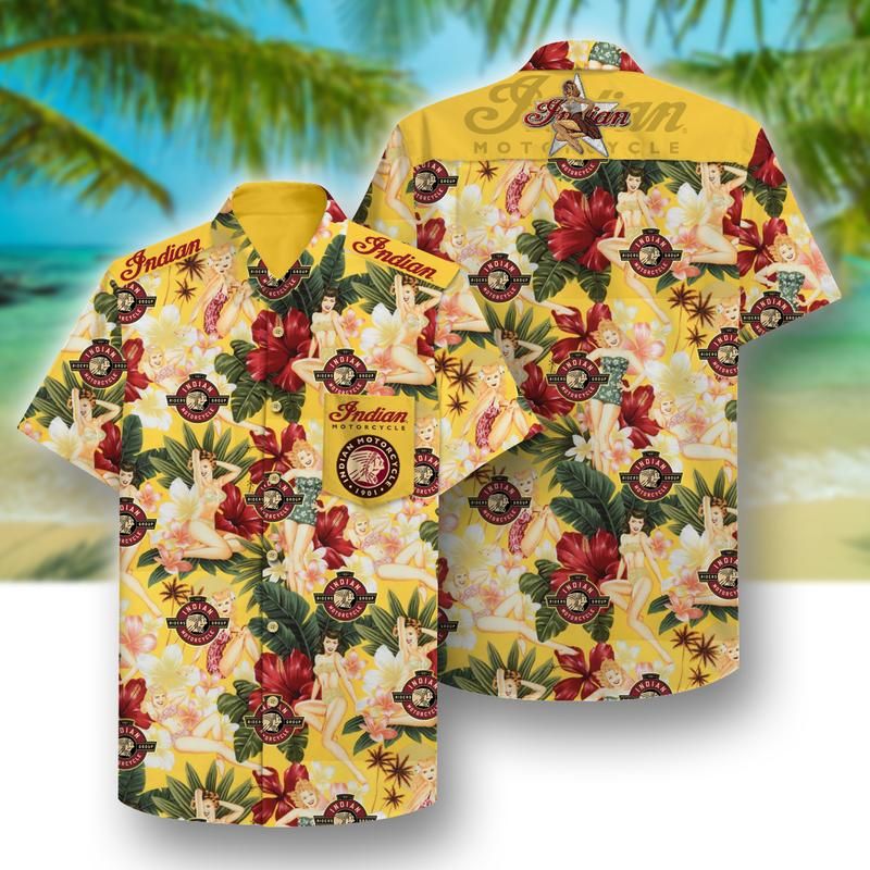 Indian Motorcycle Girl Pattern Hawaii Shirt Hot Item Ha104938