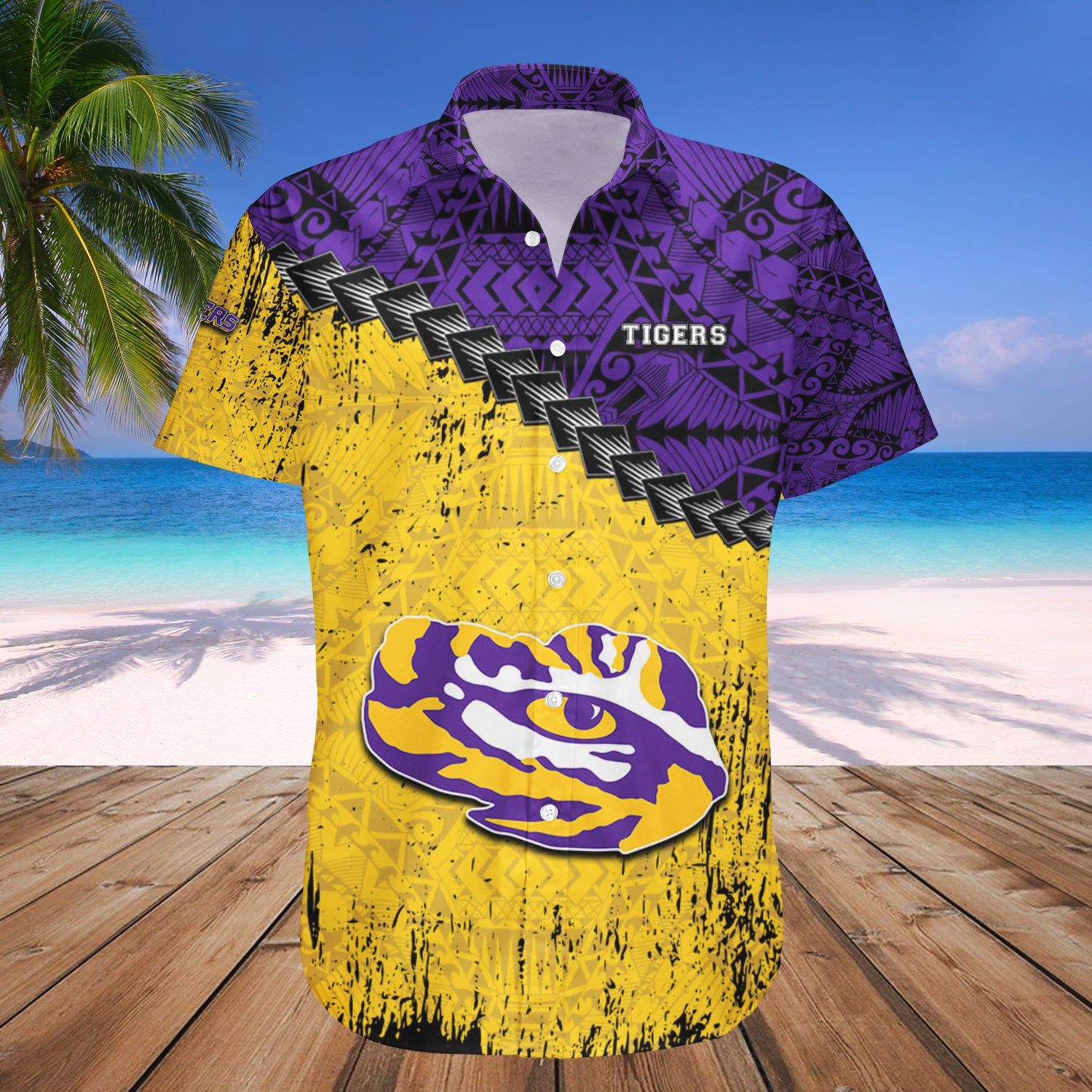 Lsu Tigers Hawaii Shirt Grunge Polynesian Tattoo – NCAA