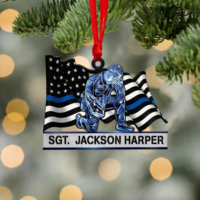 Police Honoring Memorial All Who Are Serving Or Passed Away – Personalized Flat Ornament