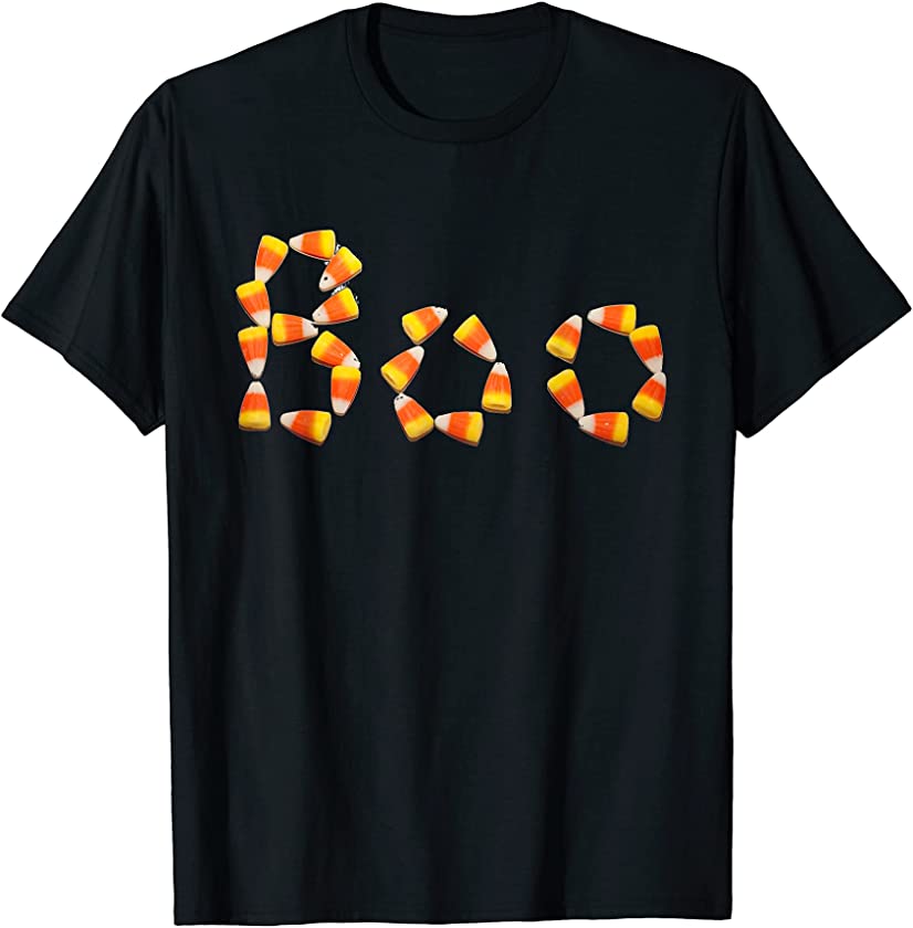 Cute Candy Corn Boo Graphic Halloween T-Shirt