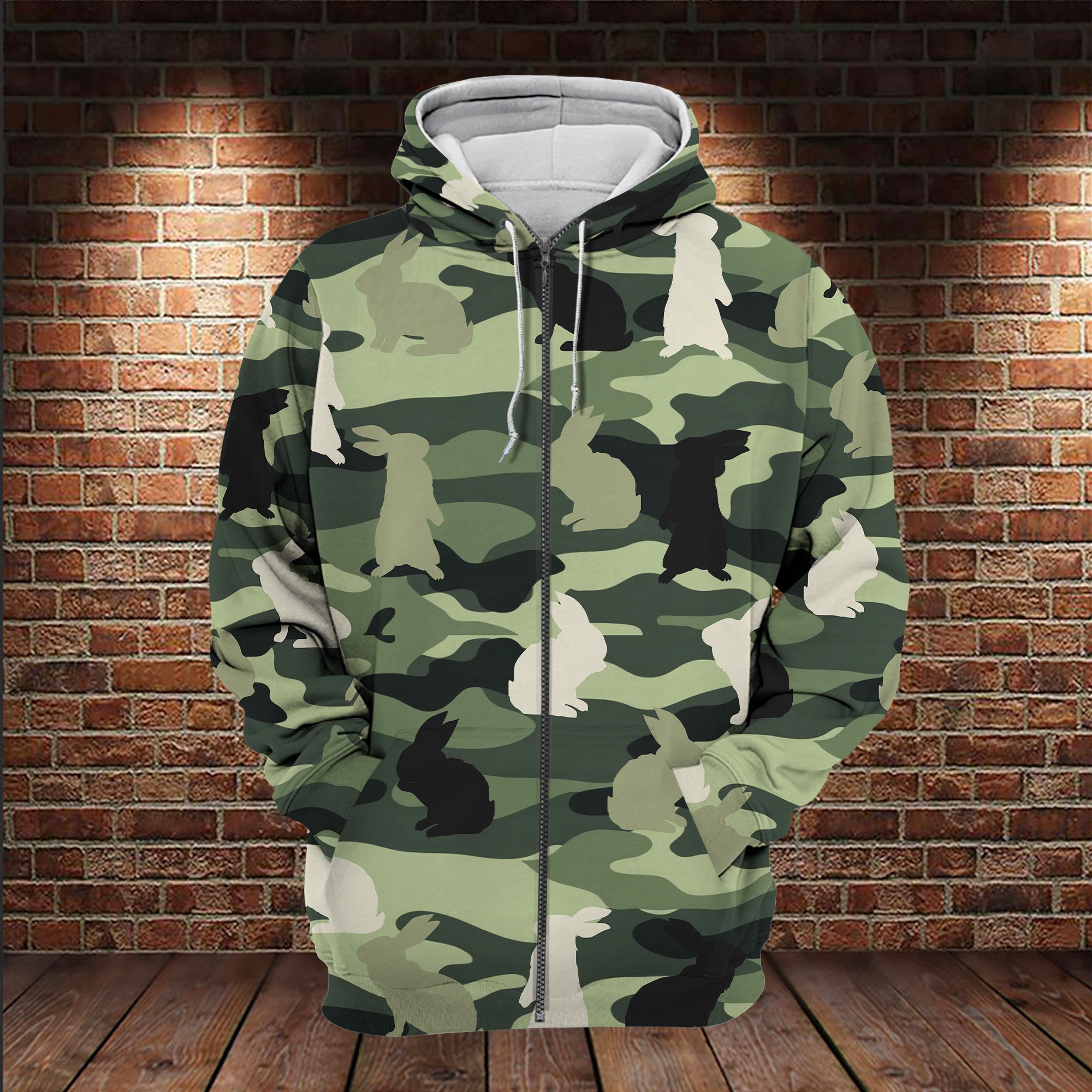 Rabbit In Green Camo Animal 3D All Over For Rabbit Lovers