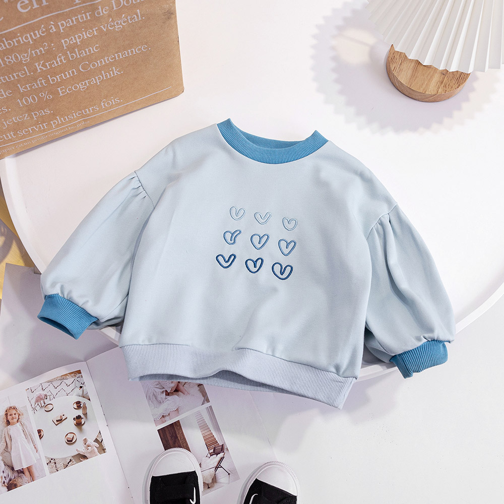 Cute Baby Girls Tops Sweatshirt Love Pattern Ruffles Long Sleeve O-Neck Pullover Kids Shirts Casual Loose Hoody Children Clothes alx