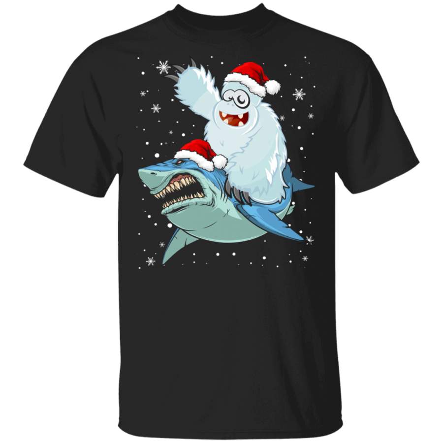 Christmas Yeti Lover Shirt Santa Yeti Ridding Shark Cute Christmas Santa Yeti Shark Lover Pajama Gifts T-Shirt