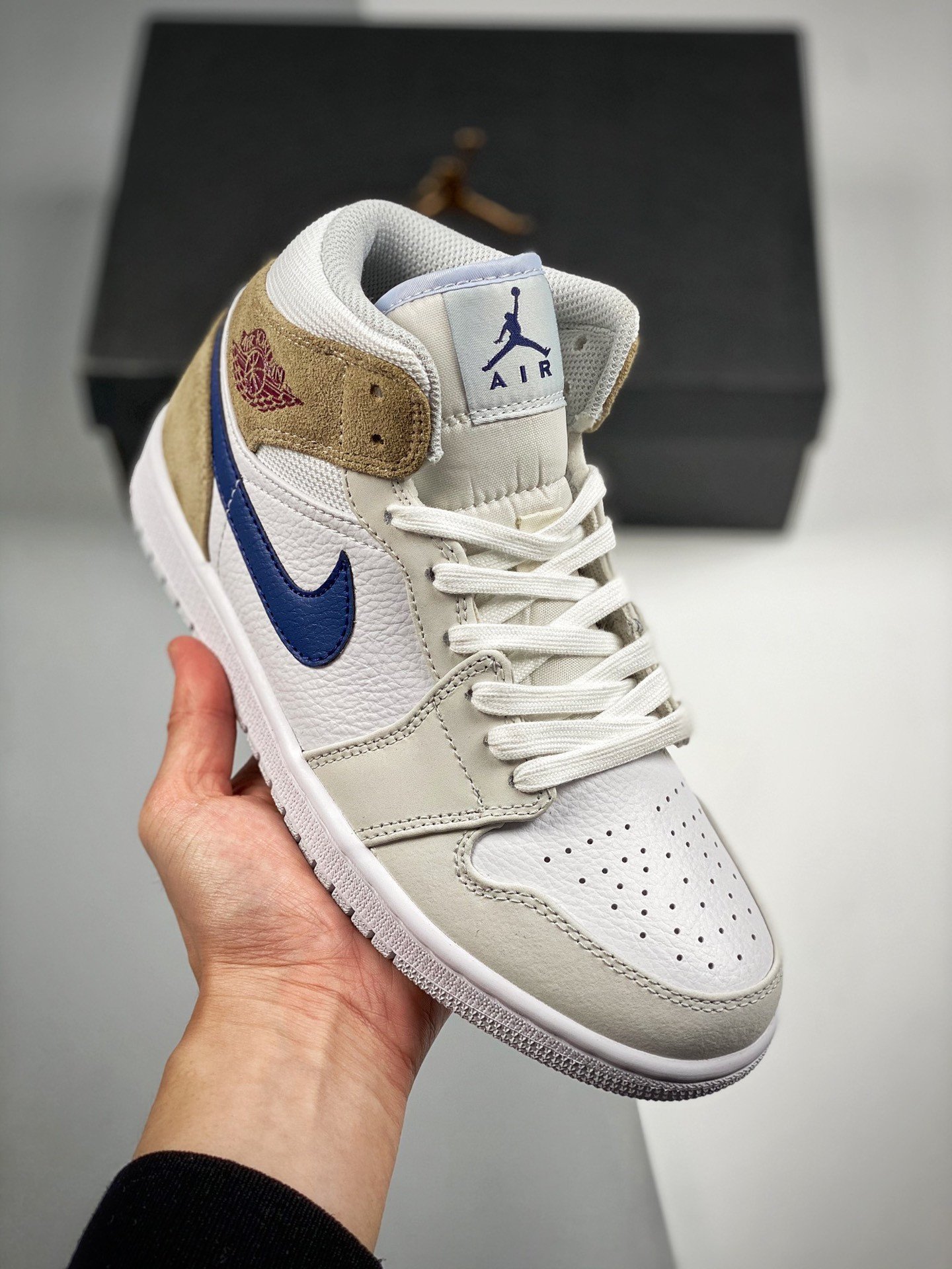 JD 1 Mid Navy Swooshes and Tan Suede DO6726-100 5341636