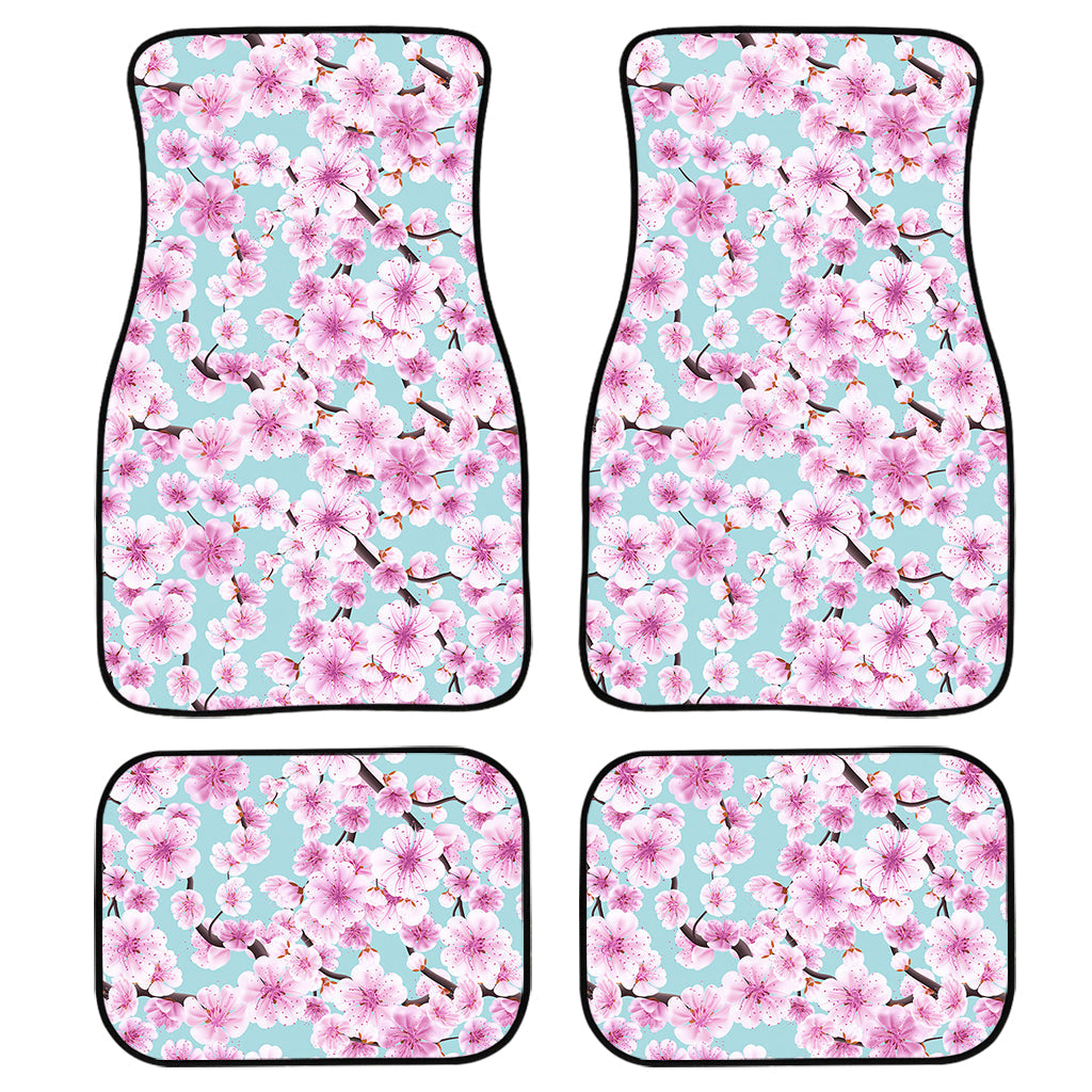 Sakura Cherry Blossom Pattern Print Front And Back Car Floor Mats, Front Car Mat