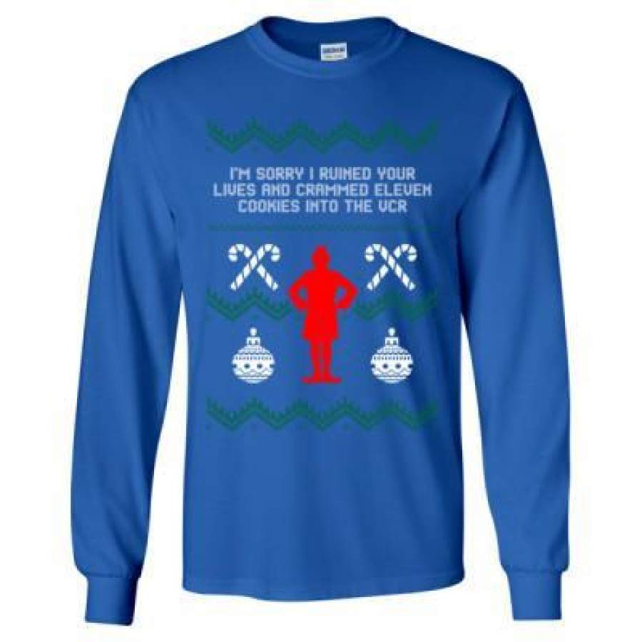 AGR Ugly Christmas Buddy The Elf Cookies Vcr – Long Sleeve T-Shirt