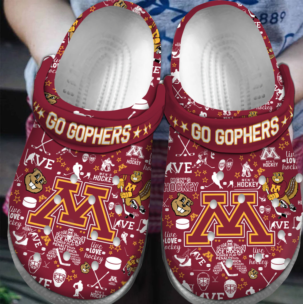 Premium Minnesota Golden Gophers NHL Sport Crocss Crocband Clogs Shoes For Men Women and Kids