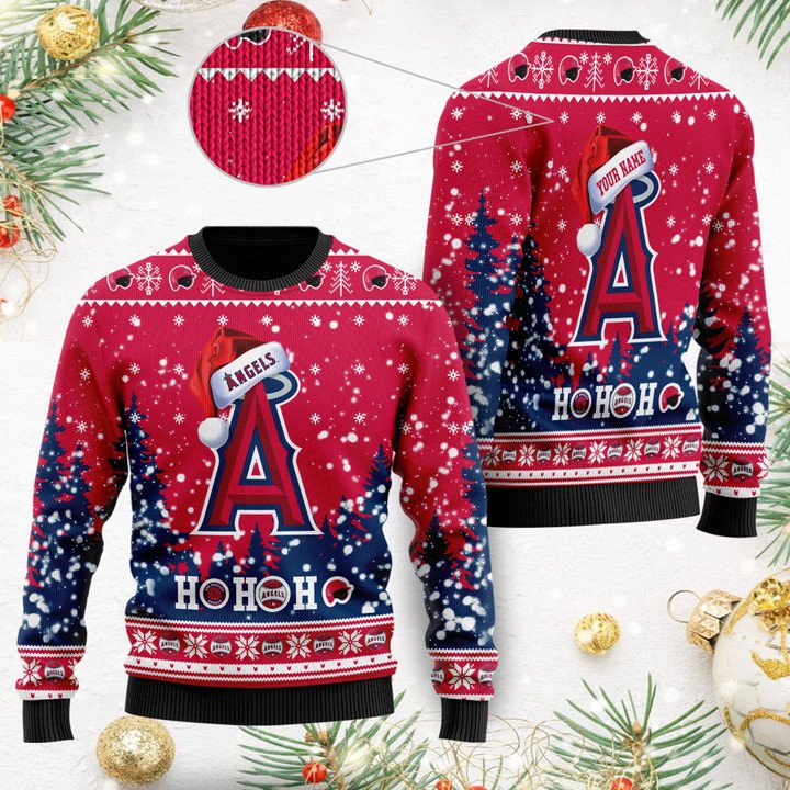 Los Angeles Angels Custom Name Gift For Fan Ugly Wool Sweater Christmas V7