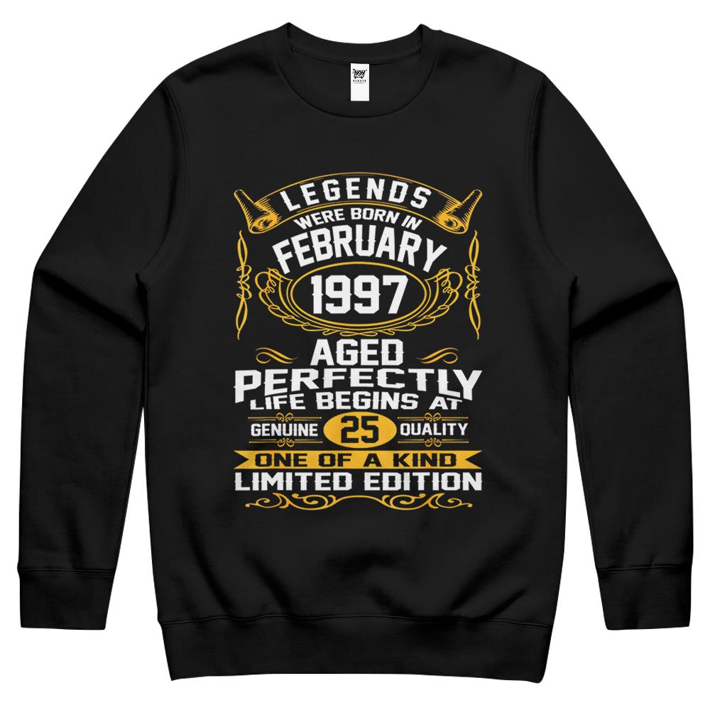 February 1997 25Th Birthday Gift 25 Year Old Men Women Crewneck Sweatshirt