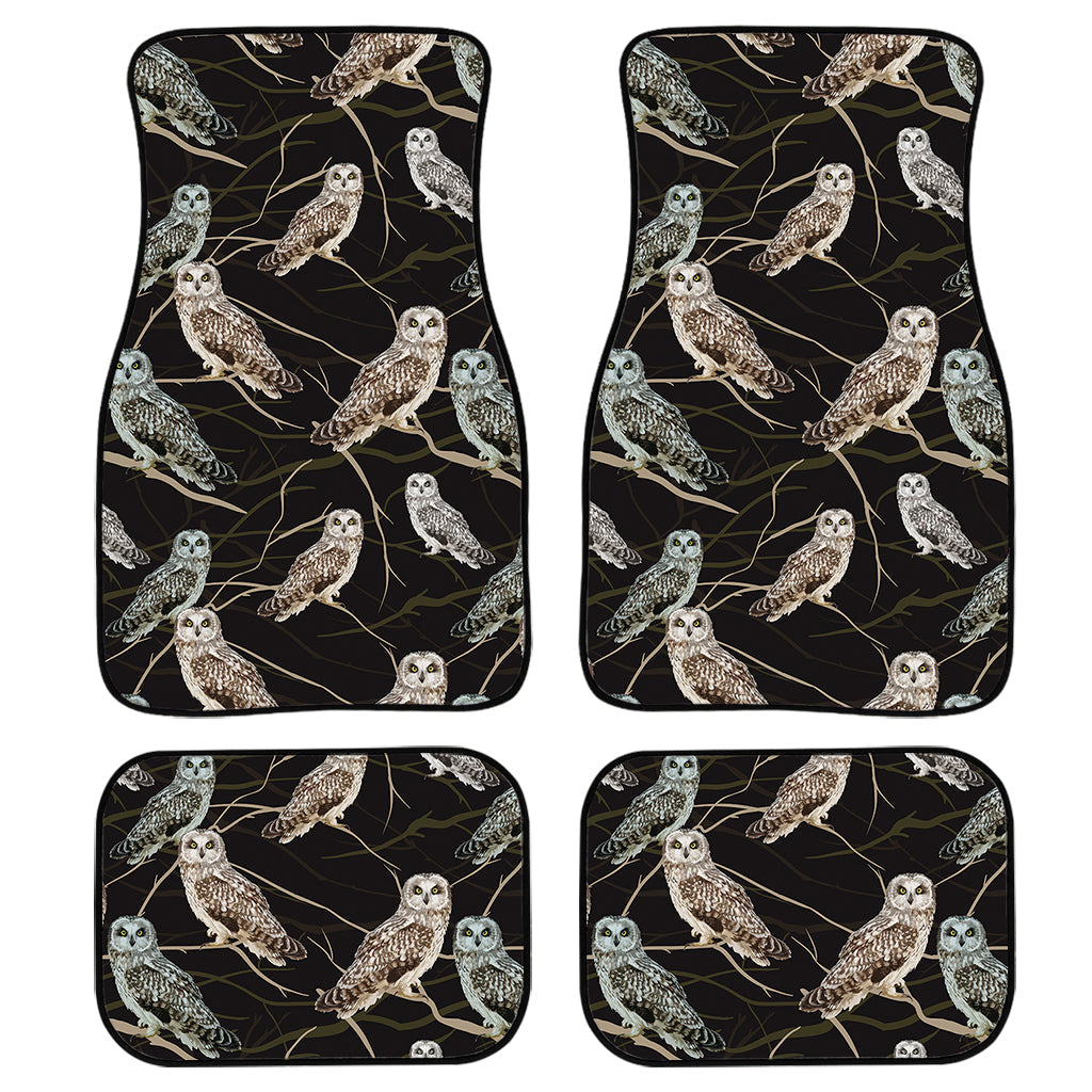 Night Owl Pattern Print Front And Back Car Floor Mats, Front Car Mat