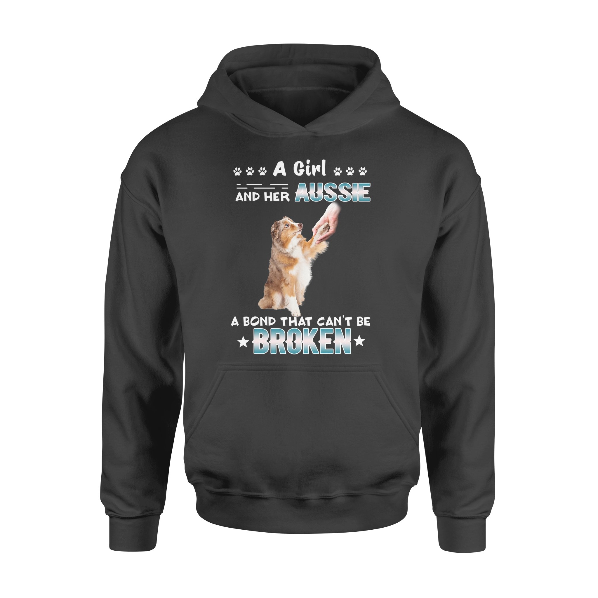 A girl and her Aussie, Australian shepherd a bond that can’t bebroken t shirt – Standard Hoodie, Gift for you, gift for her, gift for him, gift for dog lover, gift for australian shepherd lover