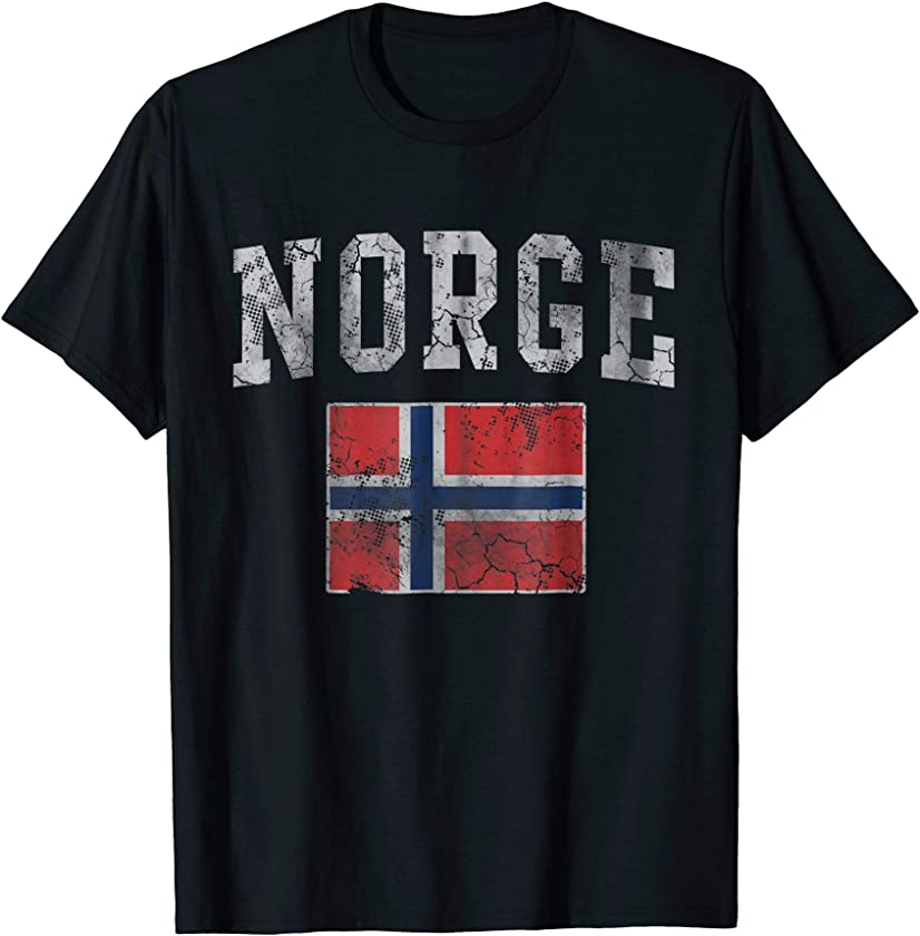 Vintage Norge Flag T-Shirt Norway Norwegian