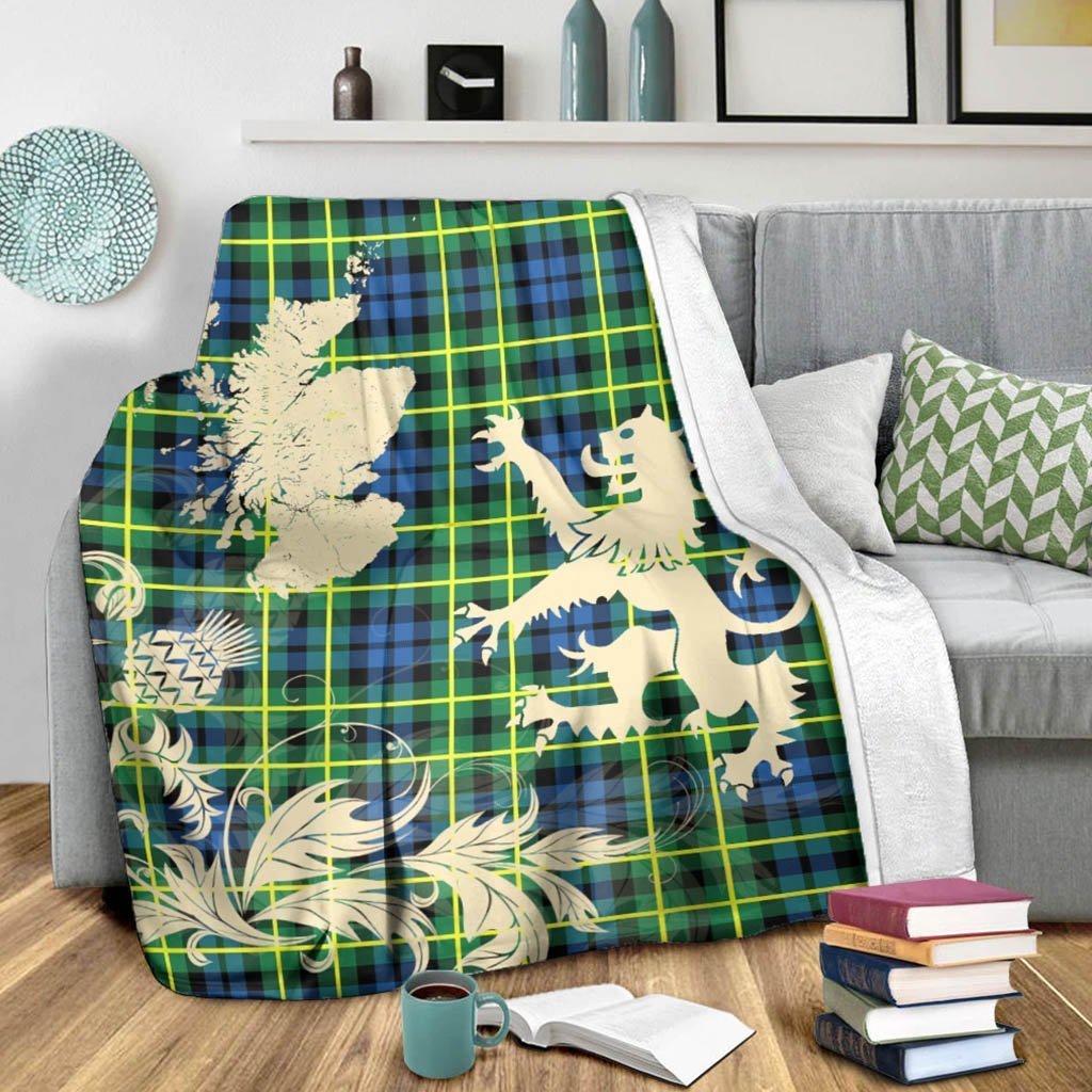 Tartan Blanket Campbell Of Breadalbane Ancient Tartan Scotland Lion Thistle Map Plaid Blanket