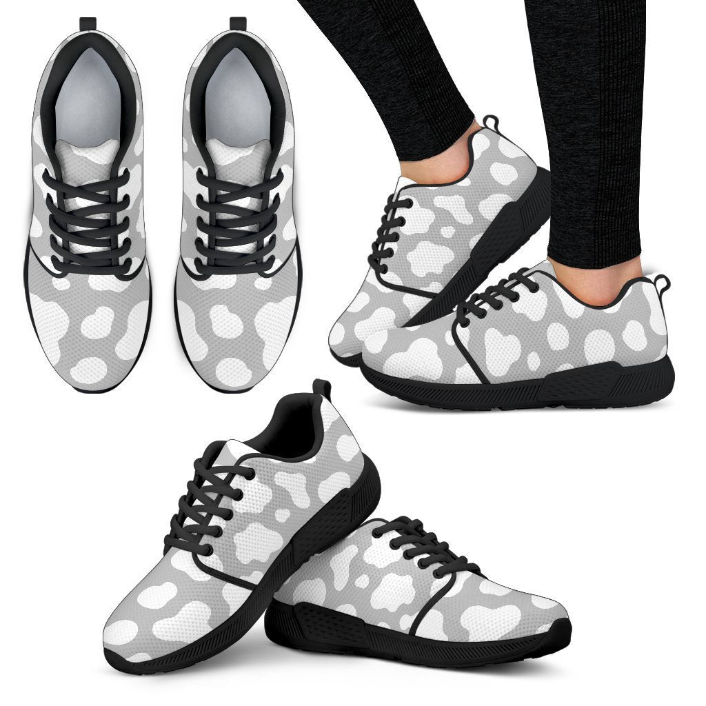 White And Grey Cow Print Women’S Athletic Shoes