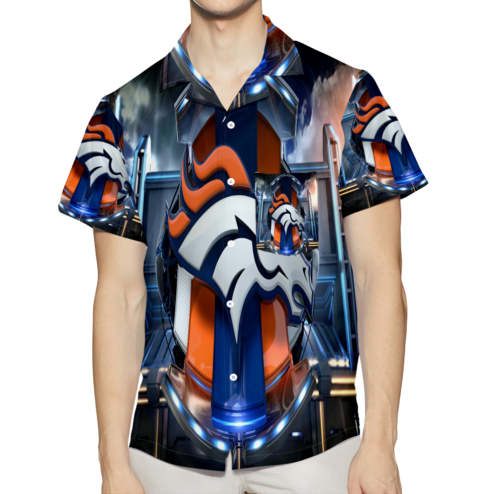 Denver Broncos Emblem V61 3D All Over Print Summer Beach Hawaiian Shirt With Pocket