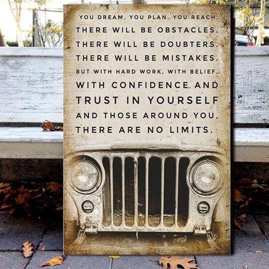 Amazing Vintage Jeep There Are No Limit Canvas Wall Art Print Poster Print, Wall Art Canvas, Poster Canvas Wall Decor