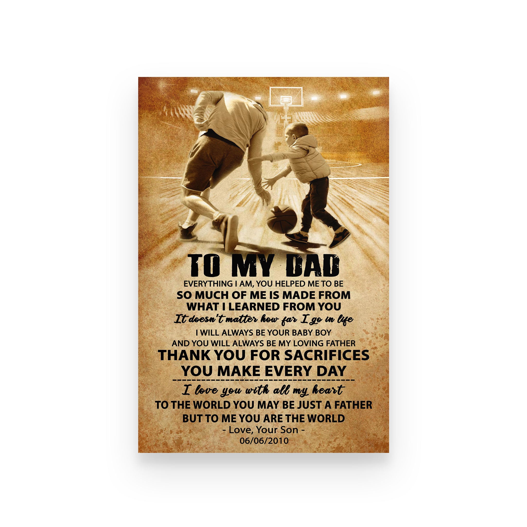 basketball poster son to dad thank you for sacrifices you make every day