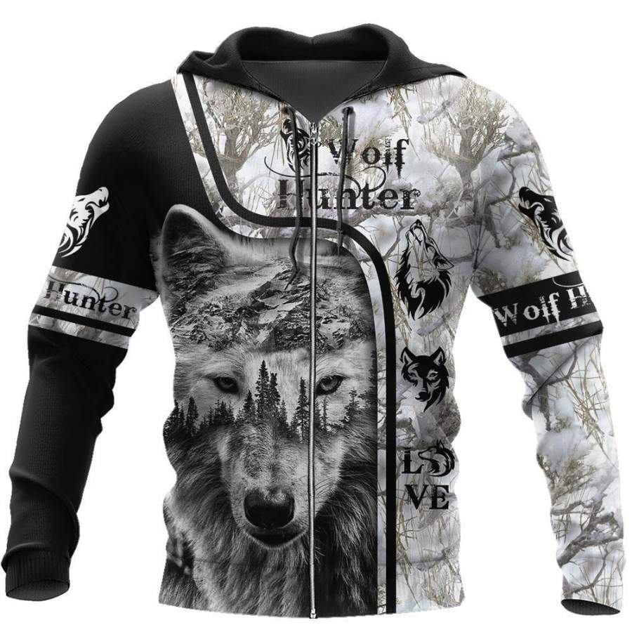 Wolf Hunter 3D Over Printed Hoodie Tshirt for Men and Women-ML