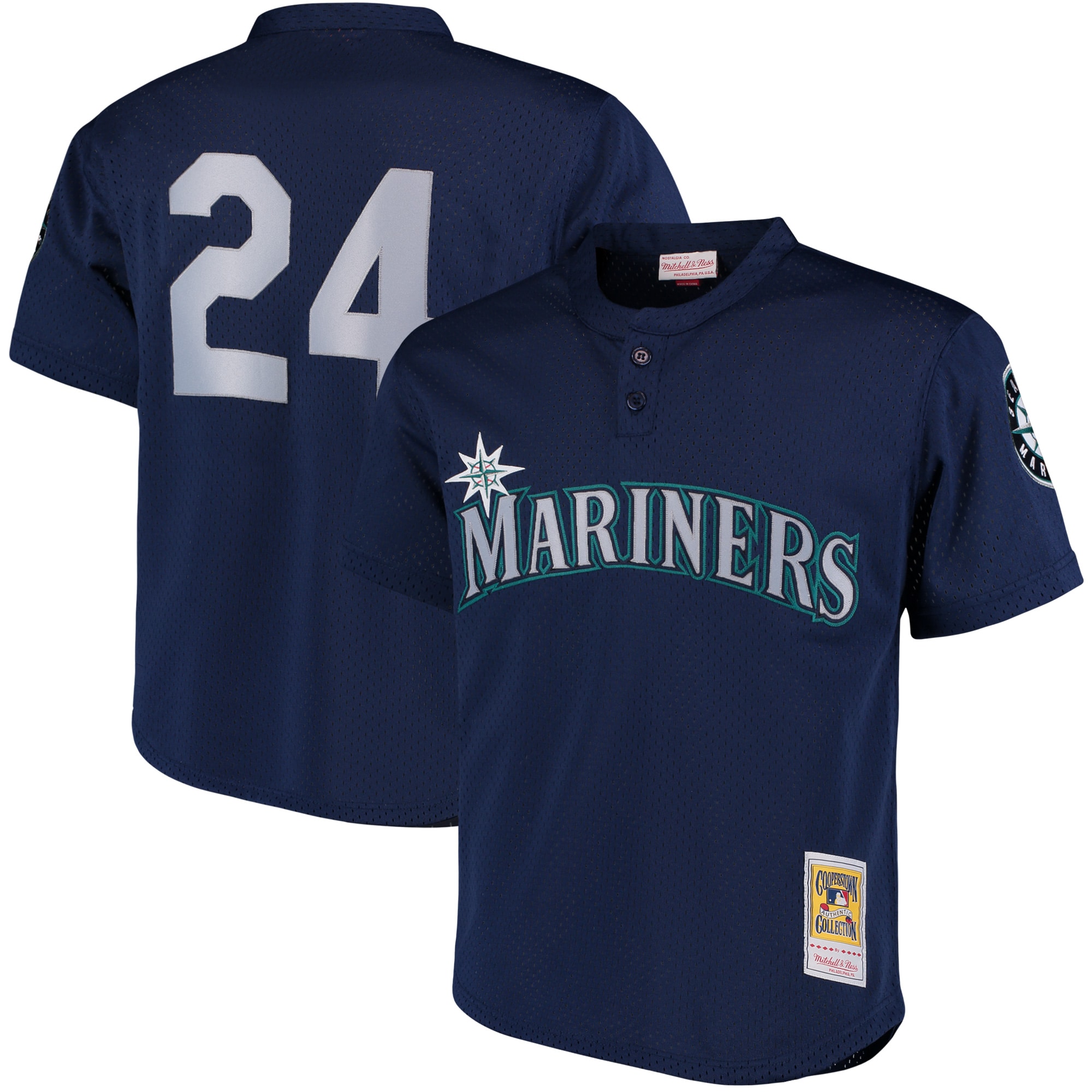 Ken Griffey Jr. Seattle Mariners Mitchell & Ness Cooperstown Collection Mesh Batting Practice Jersey – Navy