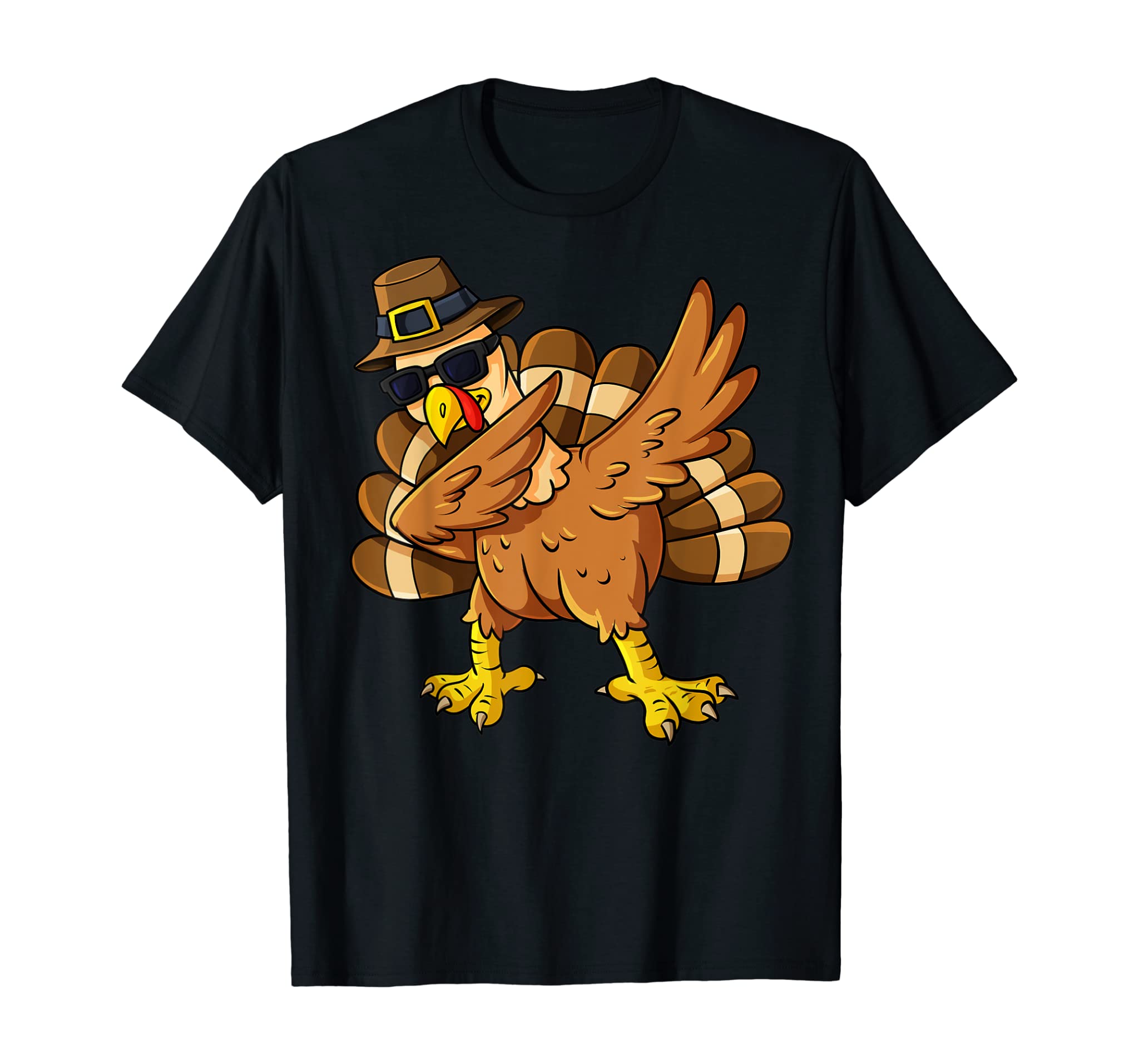 Thanksgiving Day Dabbing Turkey Pilgrim Boys Girls Kids T-Shirt