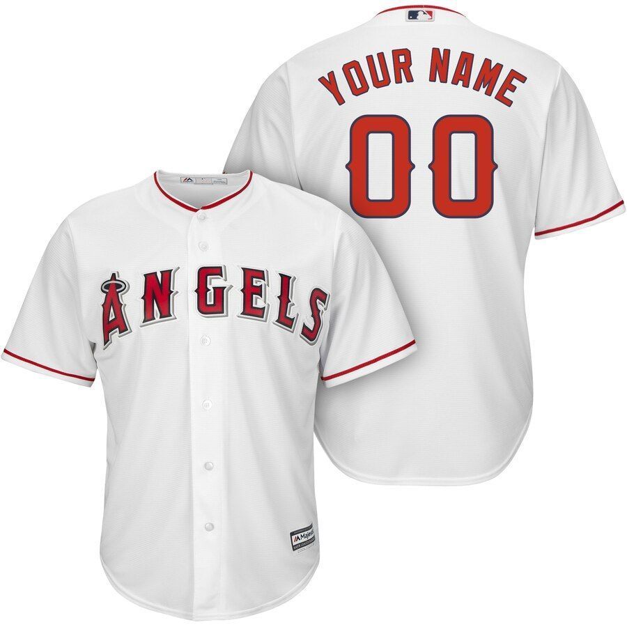 Los Angeles Angels Majestic Cool Base Custom Jersey White 2019