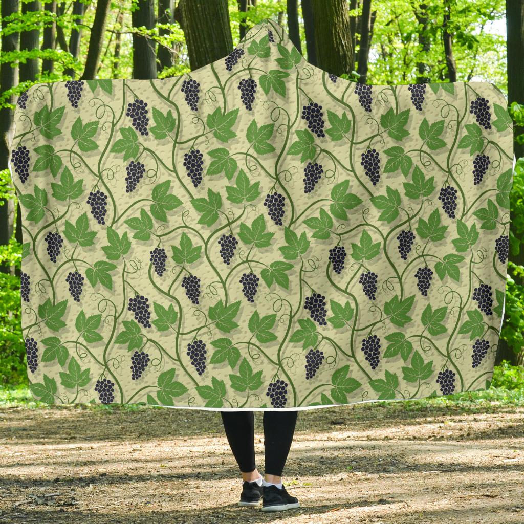 Wine Grape Thmed Print Hooded Blanket