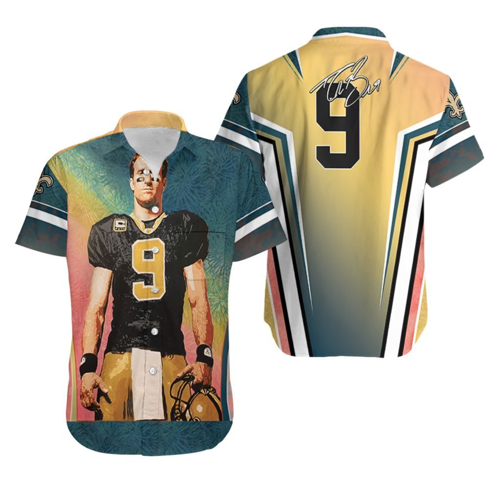 New Orleans Saints Oil Painting Drew Brees 9 Hawaiian Shirt