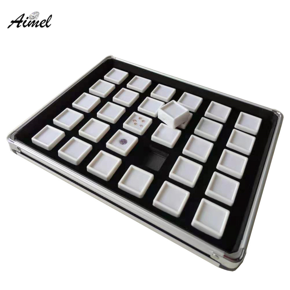 30/20/12 Cells Loose Diamond Jewelry Display Tray Gemstone Storage Organizer Box Necklace Earring Jewelry Packaging Box alx