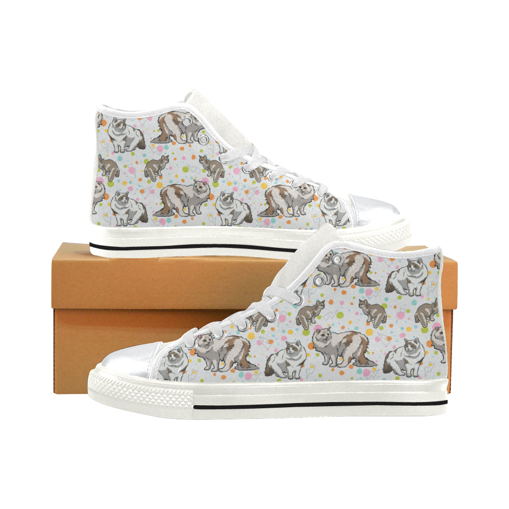 Ragamuffin Cat White High Top Canvas Shoes for Kid