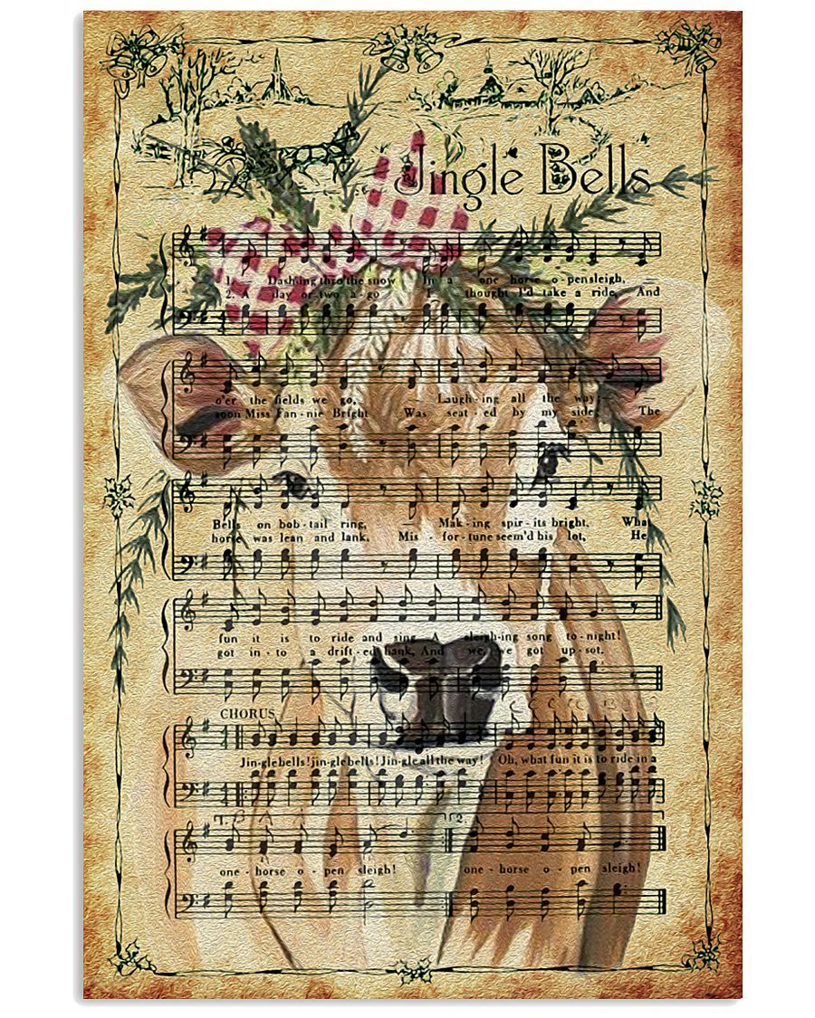 Cow Jingle Bells Poster And Canvas, Wall Decor, Wall Art, Canvas Instructure, Wall Art, Poster Store, Wall Decals, Canvas Wall Art