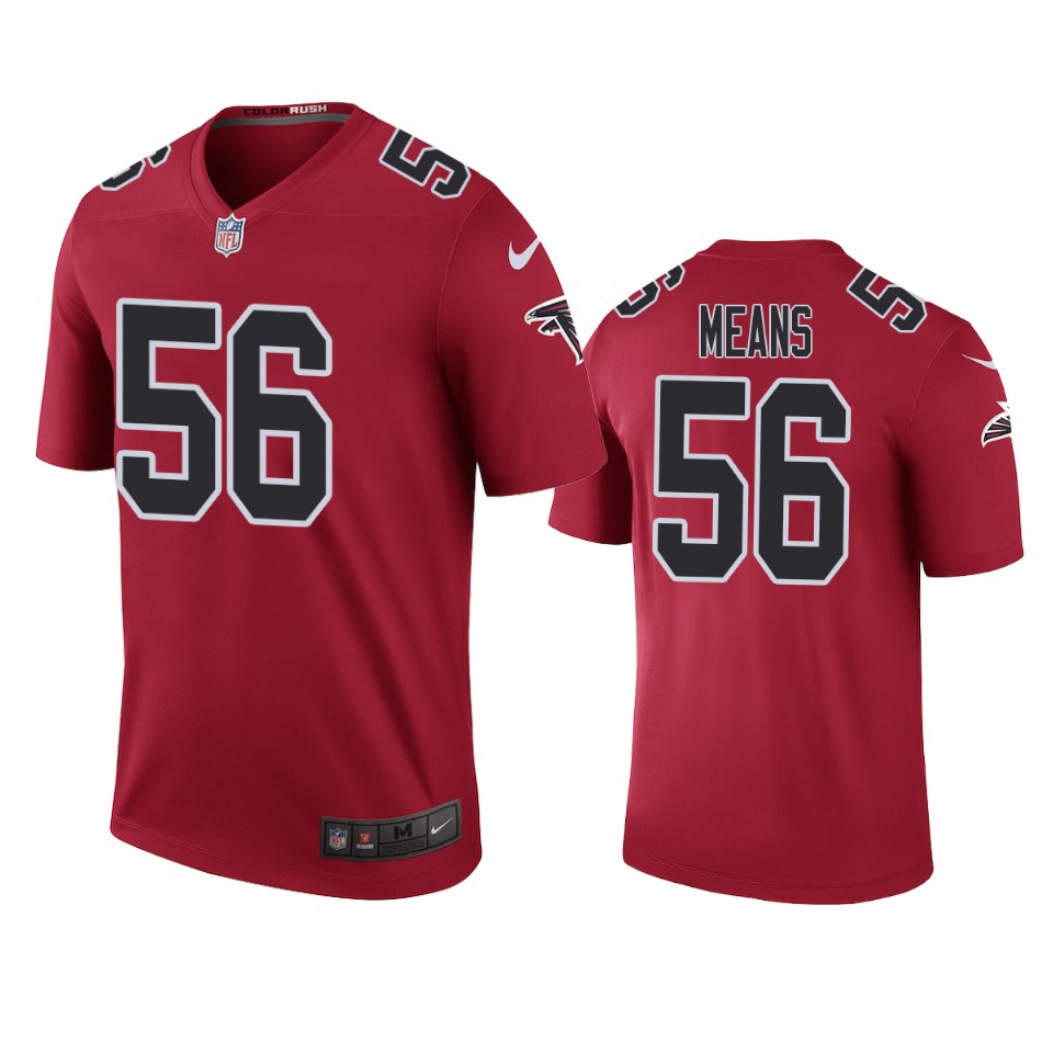 Atlanta Falcons #56 Steven Means Color Rush Legend Red Jersey – Men