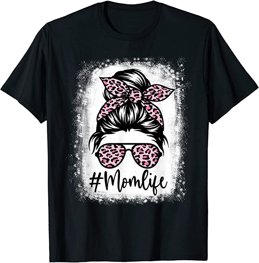 Pink Leopard Mom Life Bleached Shirts Mother’s Day T-Shirt