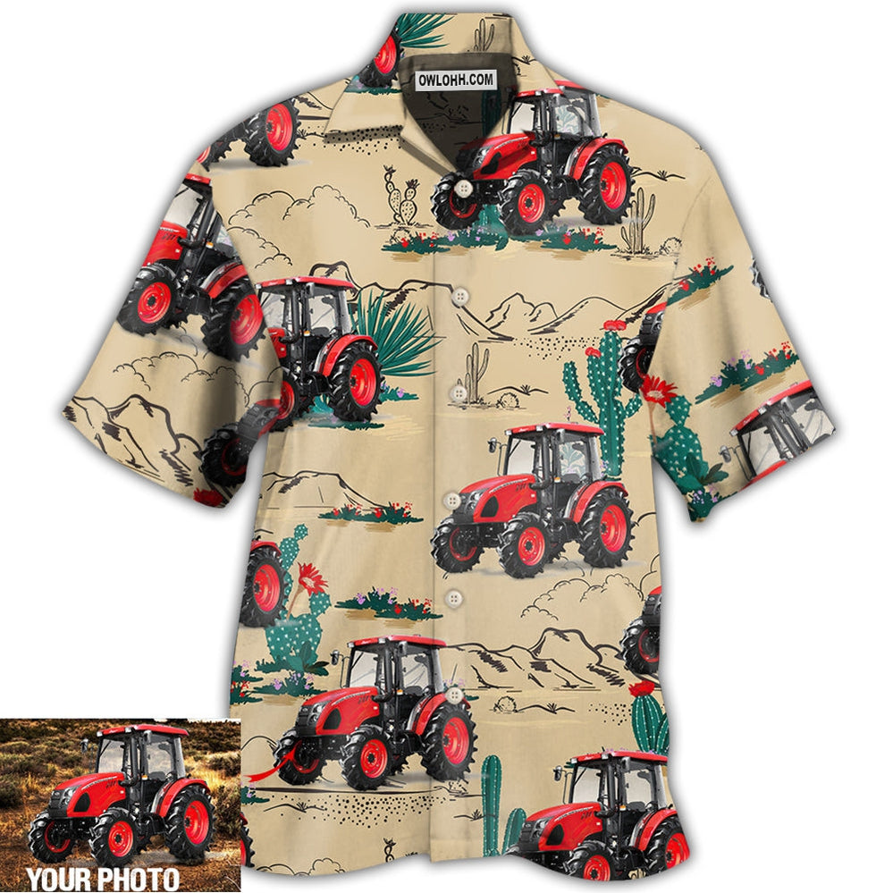 Tractor On The Desert Basic Style Custom Photo – Hawaiian Shirt  – Owl Ohh