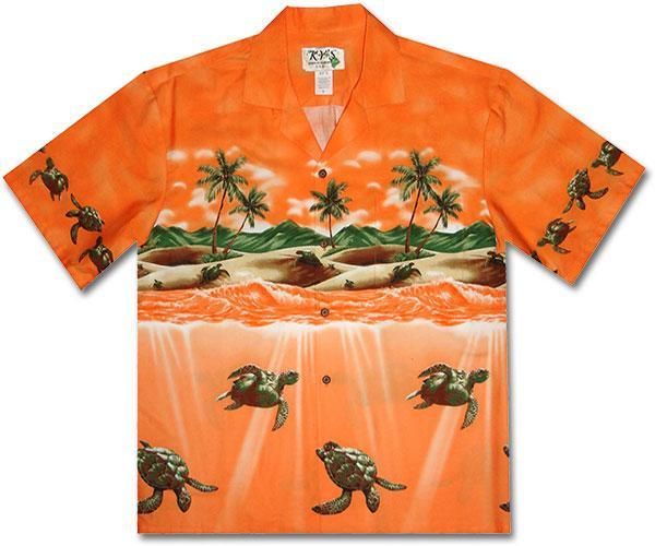 Turtle Attack Orange Hawaiian Shirt