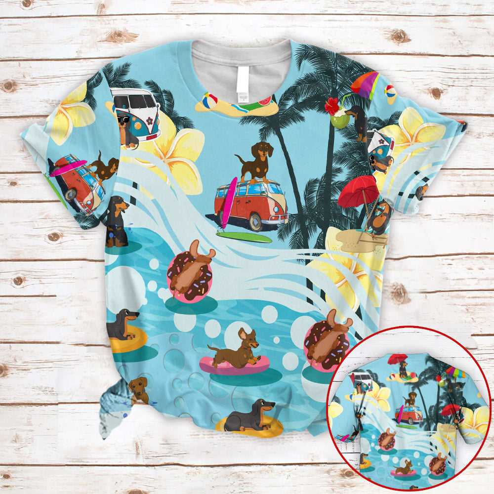 Love  Dachshund Summer Beach 3D All Over Print Shirts Hoodie For Dachshund Mom Ht95