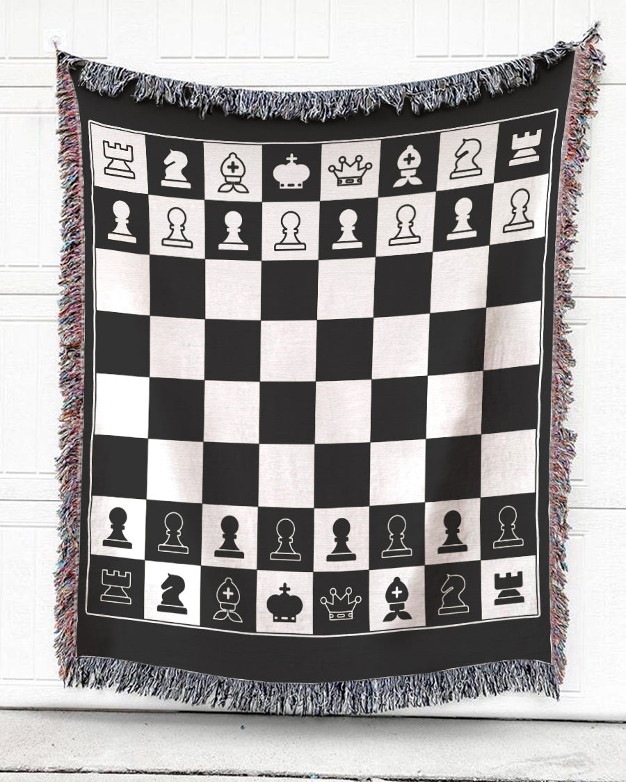 Woven Throw For Sports Lover Birthday Gift, Chessboard, Cotton Blanket