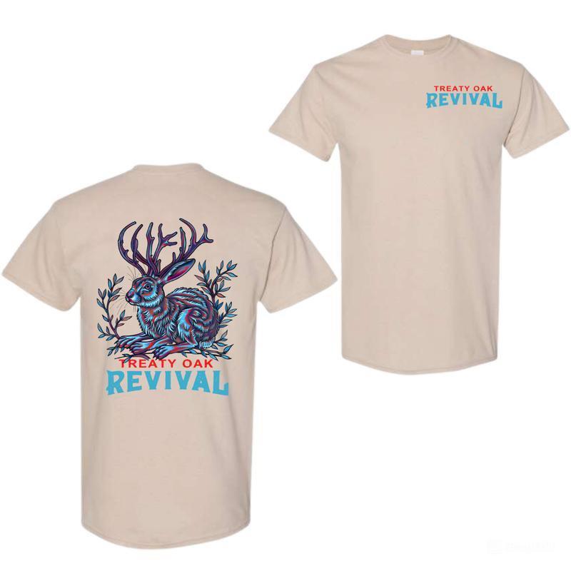 Treaty Oak Revival T-Shirt Retro Jackalope Graphic Tee for Country Music Fans | Unisex Southern Style Shirt, Artistic Cotton Gift for Men & Women