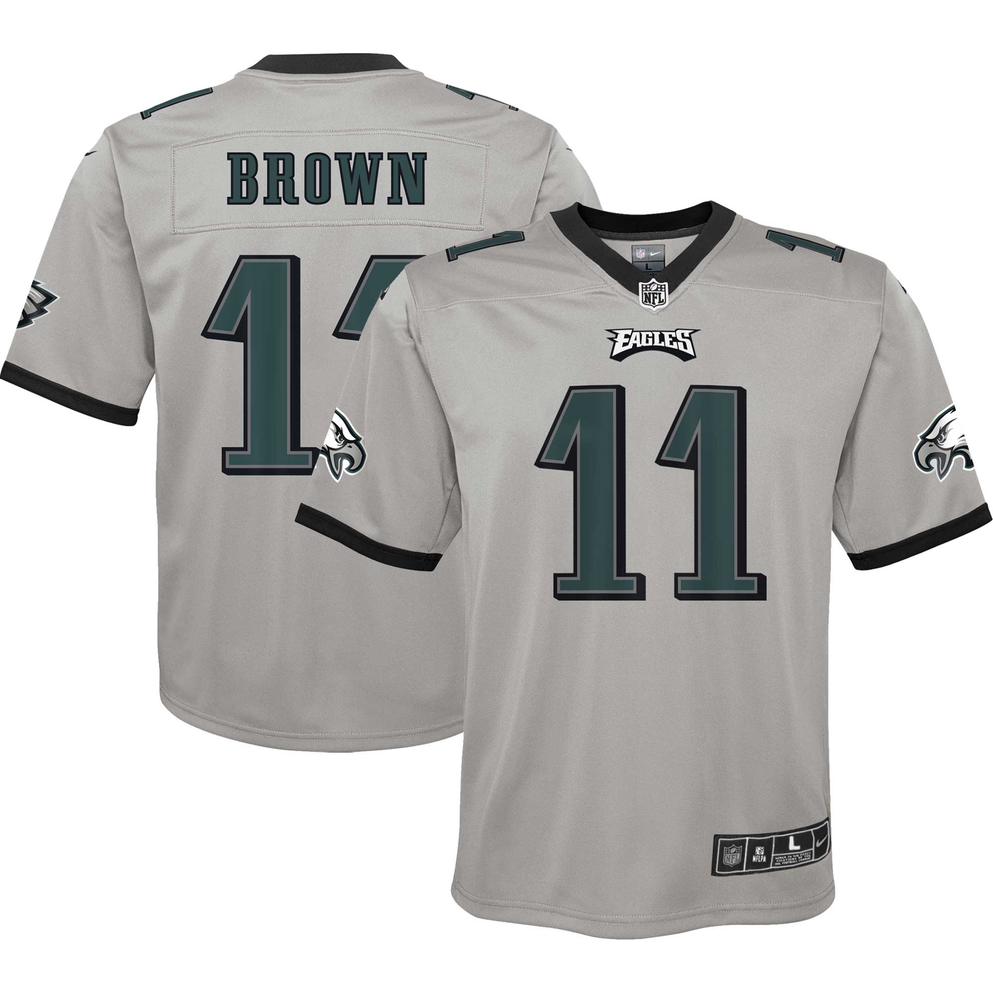 Youth Philadelphia Eagles A.J. Brown Silver Inverted Game Jersey