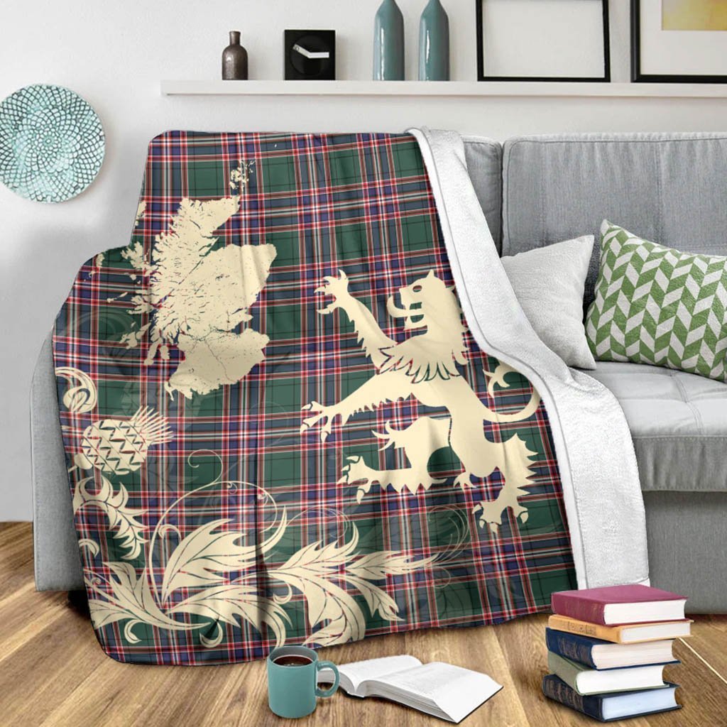 Tartan Blanket Macfarlane Hunting Modern Tartan Scotland Lion Thistle Map Plaid Blanket