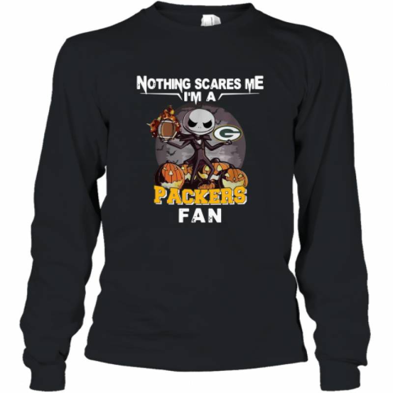 Jack Skellington nothing scares me I’m a Green Bay Packers fan shirt Long Sleeve T-Shirt